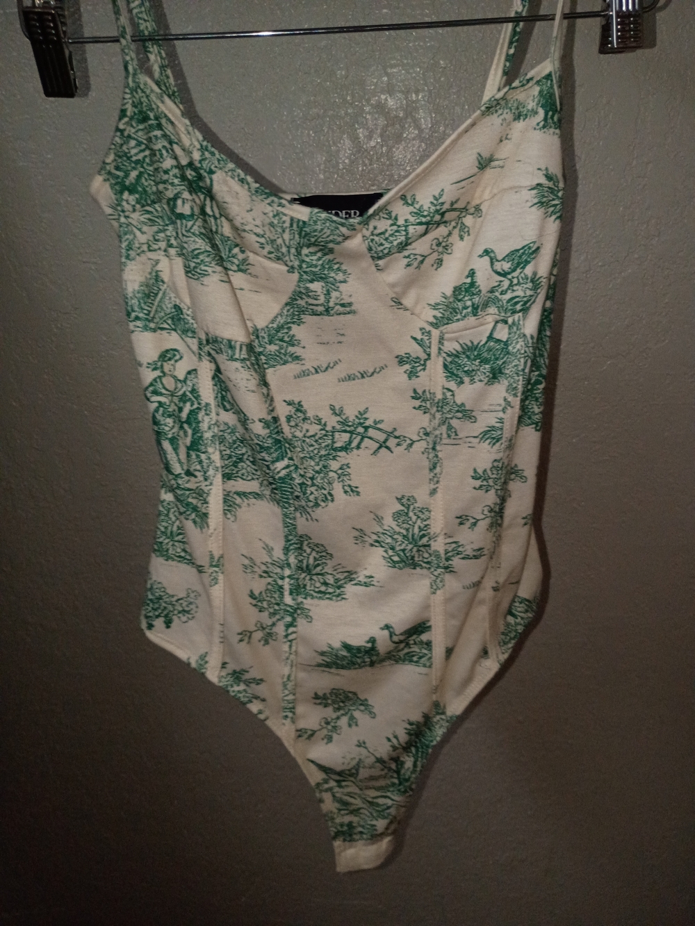 Green Toile One-Piece Bodysuit